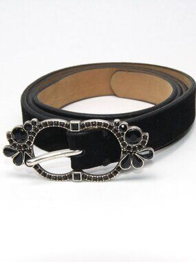 Banana Republic Women's Belt Rhinestone Buckle Italian Suede Leather Large, USA
